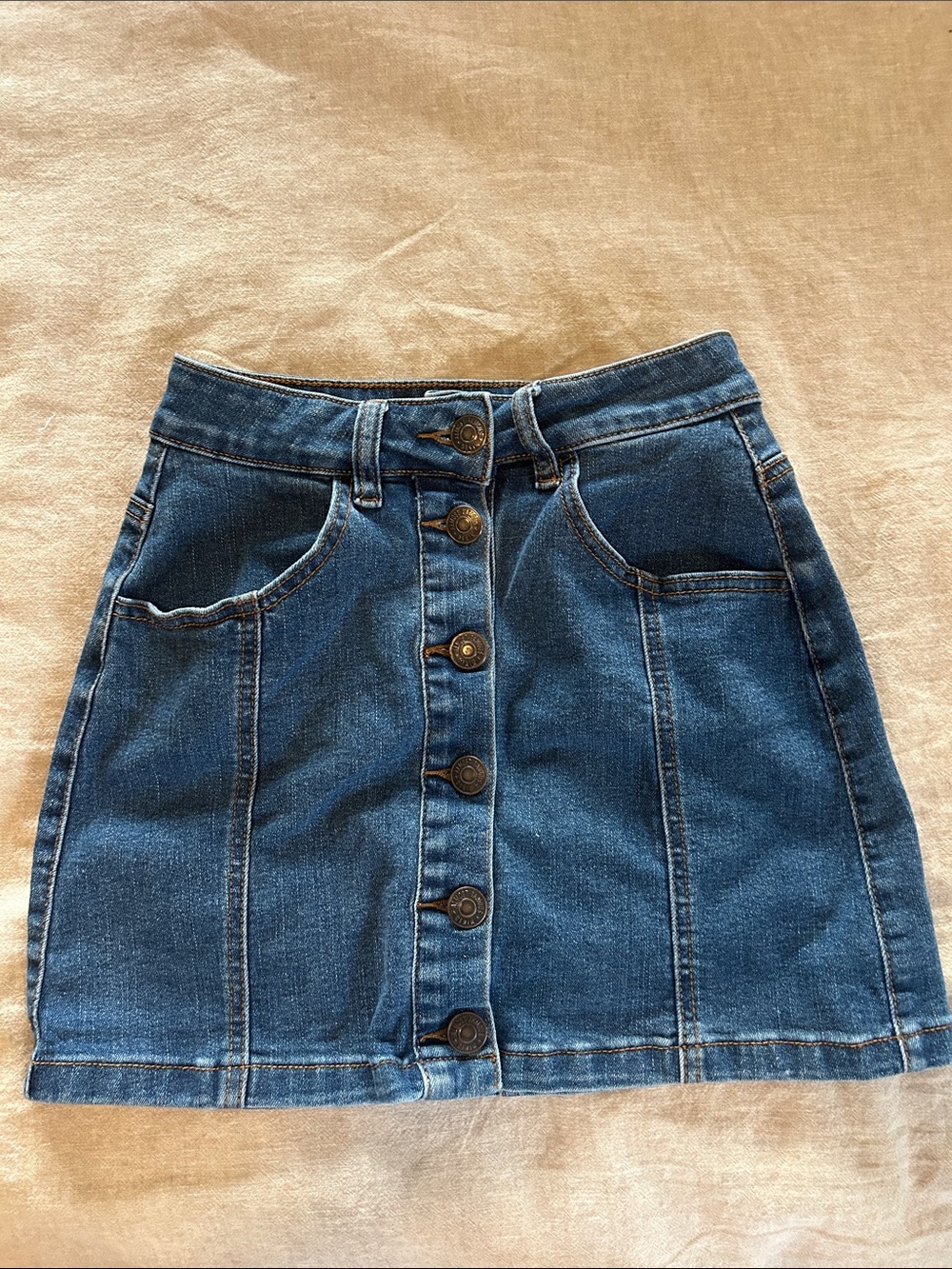 Almost Famous Blue Button-Front Denim Mini Skirt